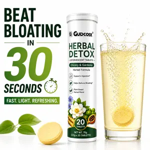 GUDCOIX Herbal Detox Effervescent Tablets - Chicory & Gardenia Formula - Supports Healthy Digestion - Plant Based - 3.5g x 20 Servings