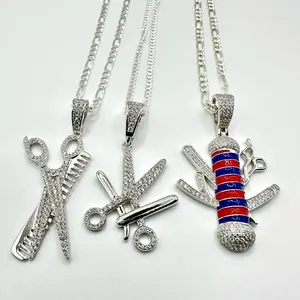 “Barber Pendant Necklace  | 925 Sterling Silver | 22” Chain | Perfect Gift for Barbers & Stylists” Barbershop
