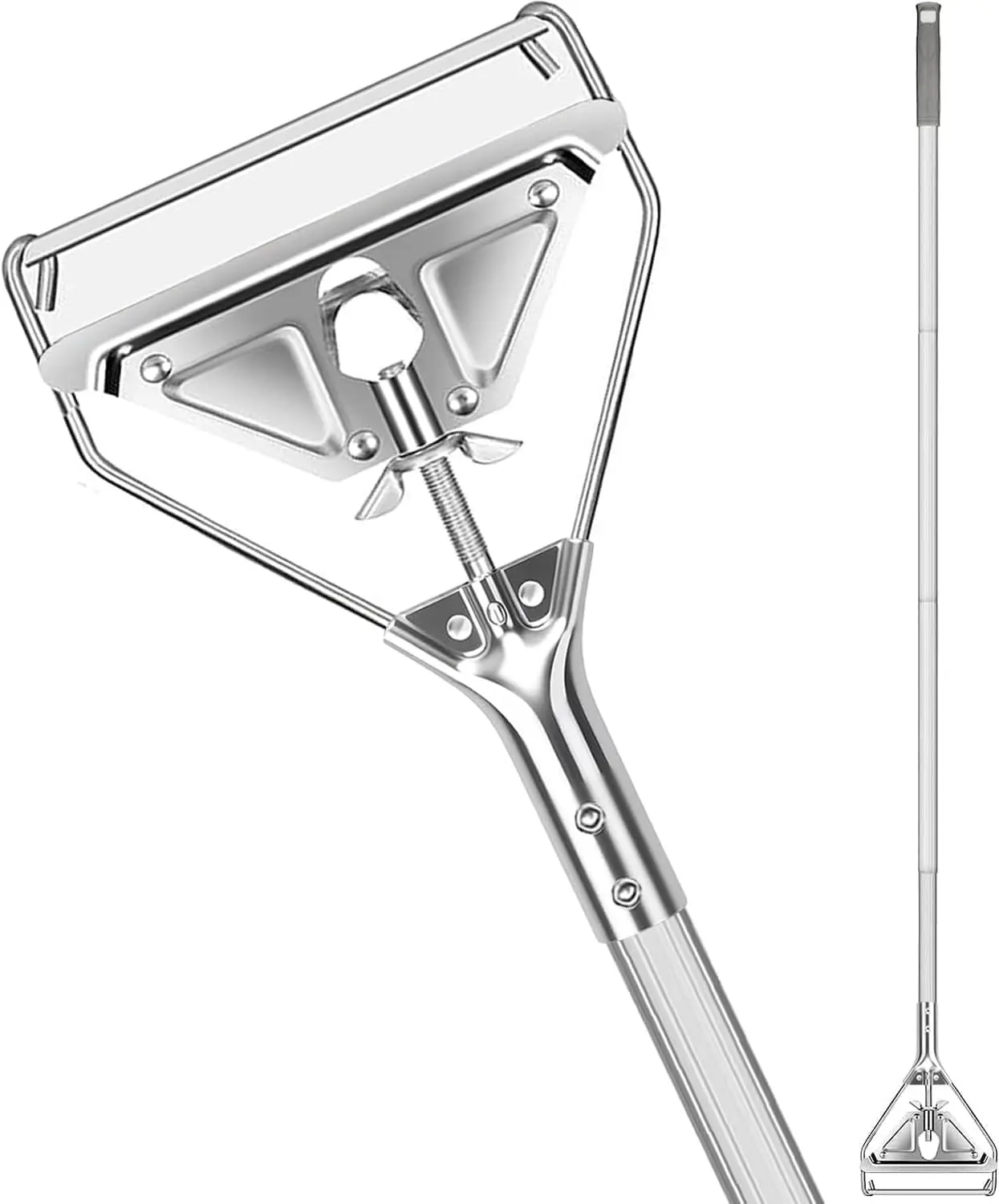 Commercial Mop Handle Heavy Duty | Industrial Metal Mop Stick/Wet Mops Head Replacement Holder for Home,Garage,Office,Warehouse Floor Cleaning/Sliver
