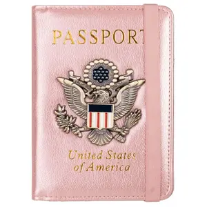 Personalized US Passport Cover Luxury Leather Credit Card Passport Holder Men's RFID Blocking Passport Case