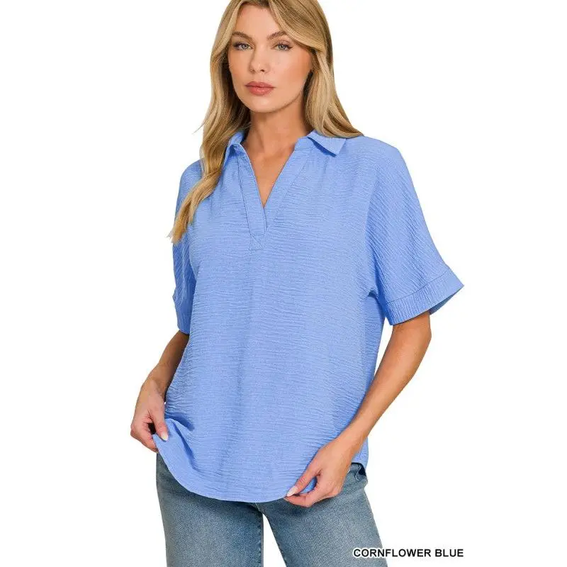 Airflow Collared Top