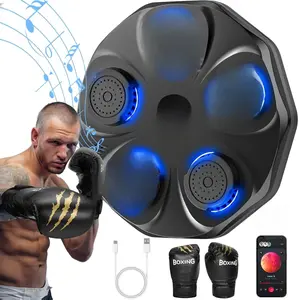Music Boxing Machine, Interactive Punching Trainer with Boxing Gloves, Large Size Wall Mounted Electronic Boxing Target for Adults Kids, 9 Modes & 9 Speeds