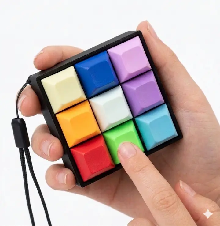 9-Key Magic Cube Style Fidget Accessory for Kids' Stress Relief
