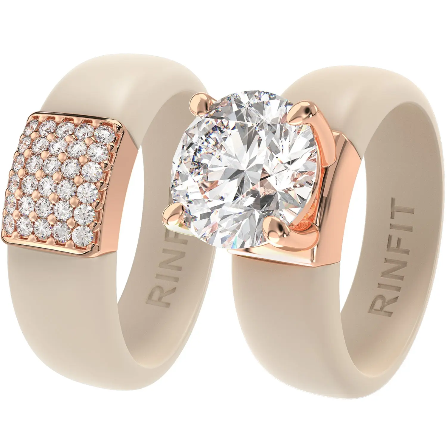 Set Silicone Ring – 7mm Round Solitaire CZ | Patented Design - GlowStone Collection