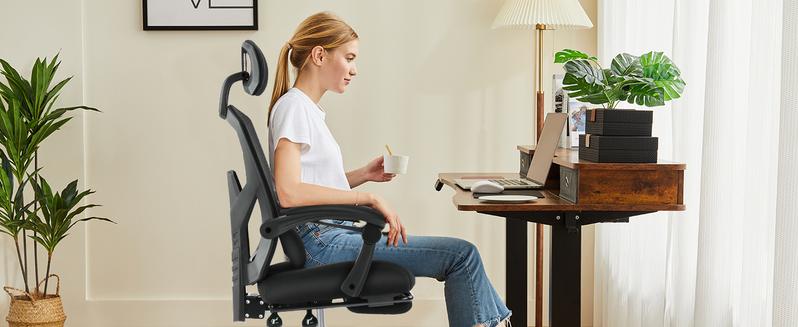 Ergonomic Office Chair, High Back Computer Mesh Swivel Rolling Desk Chair with Adjustable Headrest (Optional with/without Footrest)