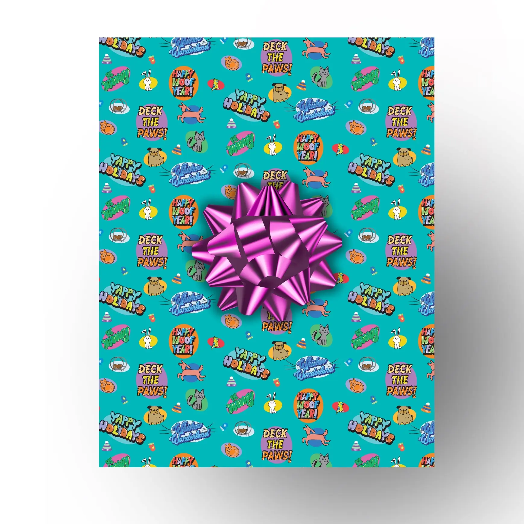 Best Friends Animal Society Wrapping Paper - 100% Recyclable and Compostable - Happy Pawlidays