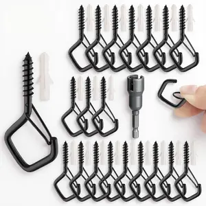 20 Safety Screw Eye Hooks for Heavy Objects, Durable Rust-Resistant Heavy Duty Metal Ceiling Hooks, 2.36 Inch for Plants, Cups, Wind Chimes, Bird Feeder, Outdoor Lights