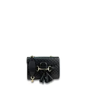 Pre-owned GUCCI Leather Shoulder Bags Black Guccissima Mini Emily Flap Bag