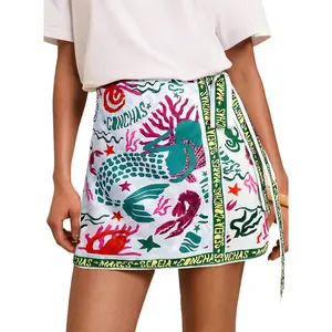 Tropical Style Tie Wrap Skirt