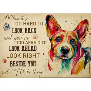 Decoration Room Corgi When It's Too Hard to Look Back Poster Wall Art Gifts Ornaments