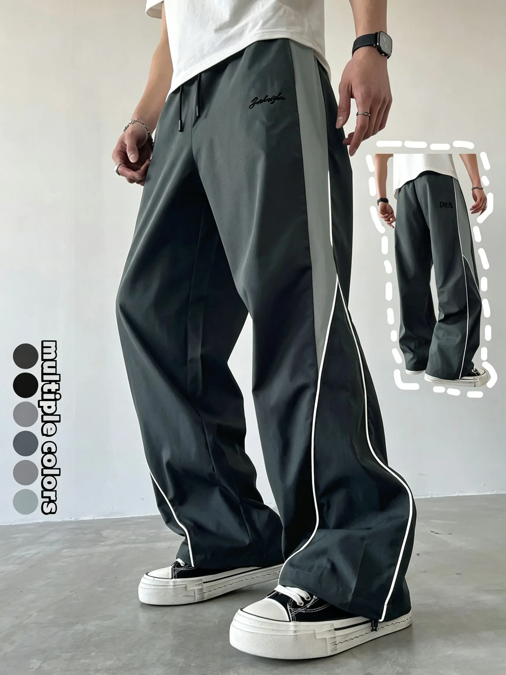 Los Angeles Embroidered Track Pants Y2K Baggy Skate Streetwear & Casual Set