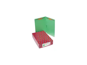 Smead 28140 Two-Inch Capacity Fastener Folders, Straight Tab, Legal, Green, 50/Box