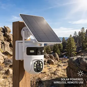 4G Solar Security Camera Outdoor Wireless No WiFi Needed IP66 Waterproof Color Night Vision PIR Motion Detection Two Way Audio Cloud Storage Live View for Farm Construction Site Rural Area Installation Protection Protection
