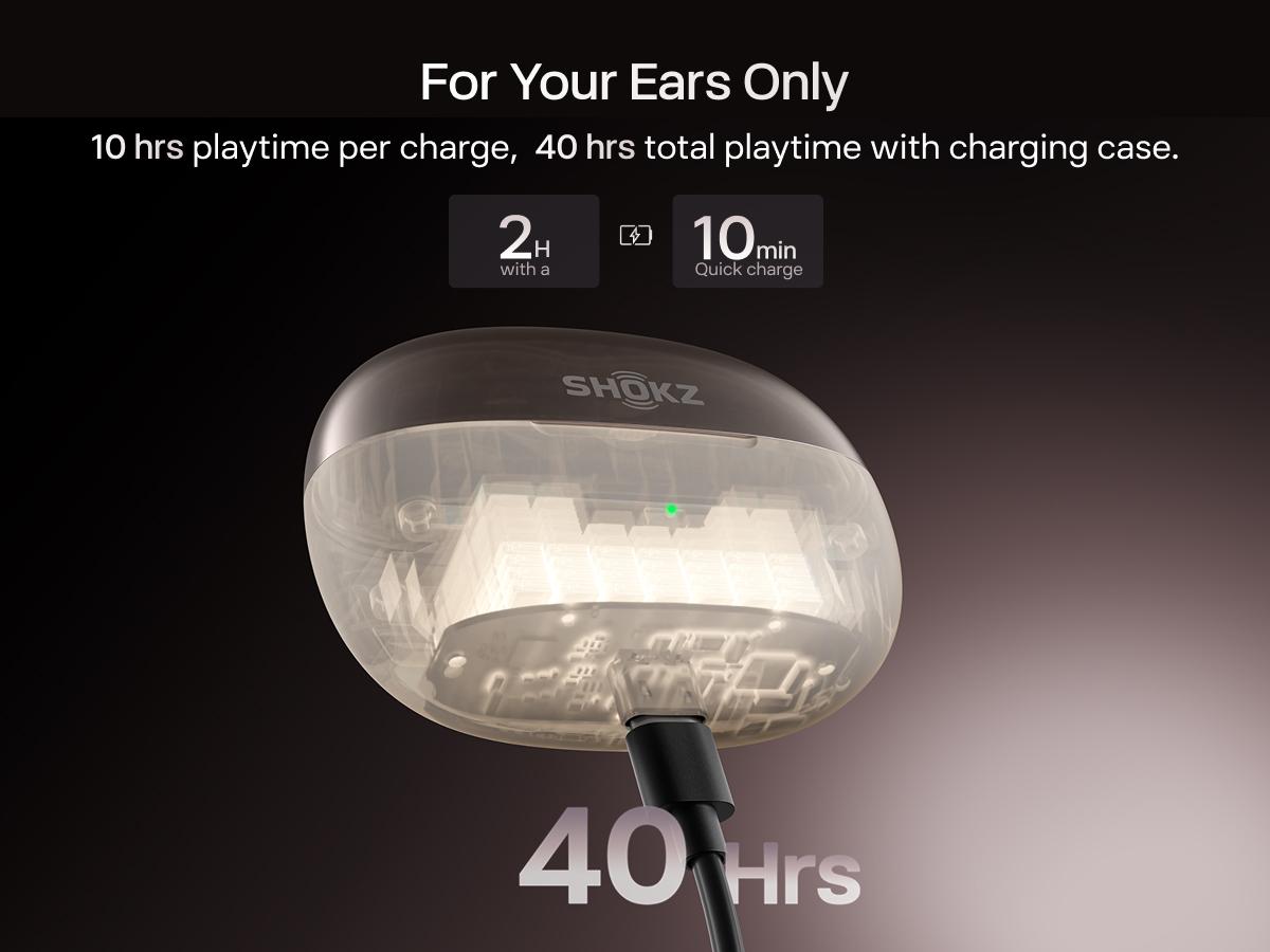 SHOKZ OpenDots ONE - Open-Ear Headphones - Wireless Bluetooth Earbuds with Microphone - Premium Dolby Audio - Water Resistant - Fast Charging - Up to 40 hrs Playtime