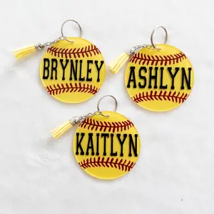 Personalized Softball Name Keychain for Backpacks, Sports Bags, Luggage