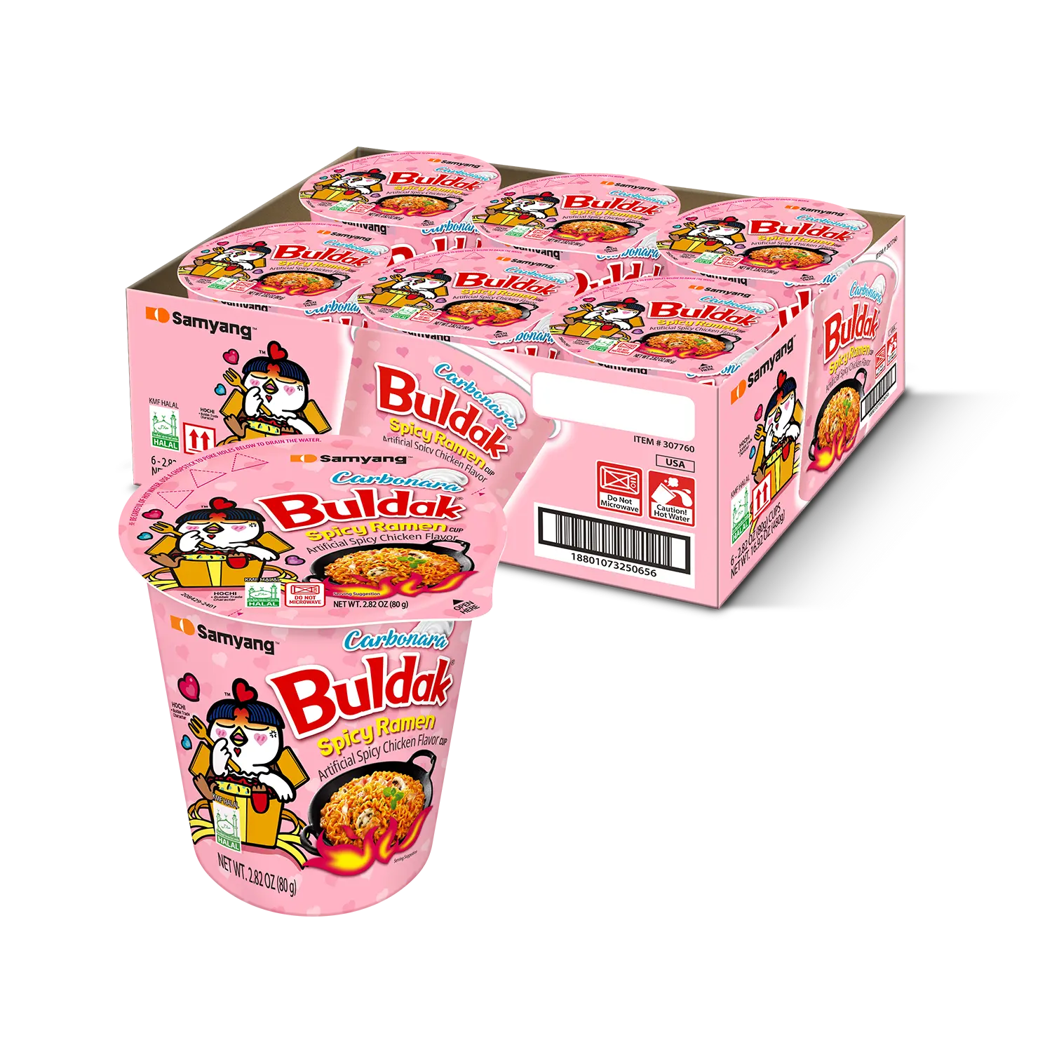 Buldak Pack of 6 Carbonara Spicy Hot Chicken Stir-Fried Cup Noodles Buldak Pack of 6 Carbonara Spicy Hot Chicken Stir-Fried Cup Noodles