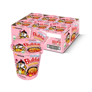 Buldak Pack of 6 Carbonara Spicy Hot Chicken Stir-Fried Cup Noodles