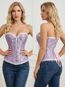 Women's satin lace-up top, Corset shapewear that slims and contours the body, perfect for special occasions with its stylish and elegant fit, enhancing and flattering your curves.