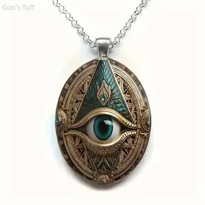 Necklace | Popular Gothic Spiritual Pendant Necklace, Antique All-Seeing Eye Occult Symbol Zinc Alloy Jewelry, Trendy Accessory Gift for Men Women Spiritual Lovers