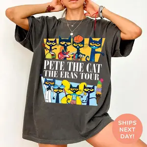 Pete The Cat The Eras Tour Comfort Colors T-Shirt, Children's Books Shirt, Teacher Life Shirt, Book Lover Shirt, Kindergarten Shirt, Back To School Shirt