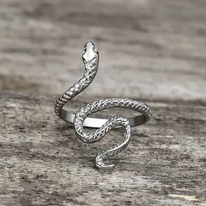 GTHIC Simple Snake Design Stainless Steel Animal Ring Unisex for Men Women Daily Wear Spirit Animal Jewelry