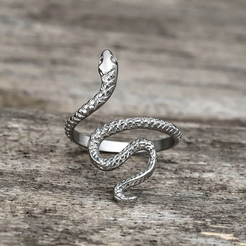 GTHIC Simple Snake Design Stainless Steel Animal Ring Unisex for Men Women Daily Wear Spirit Animal Jewelry