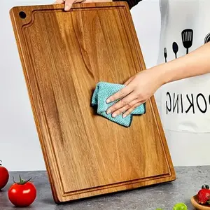 Wooden Cutting Board, 1pc Durable Wooden Chopping Board with Handle, Kitchen Cutting Board for Meat, Cheese, Bread, Vegetable, Fruit, Cooking Cutting Board