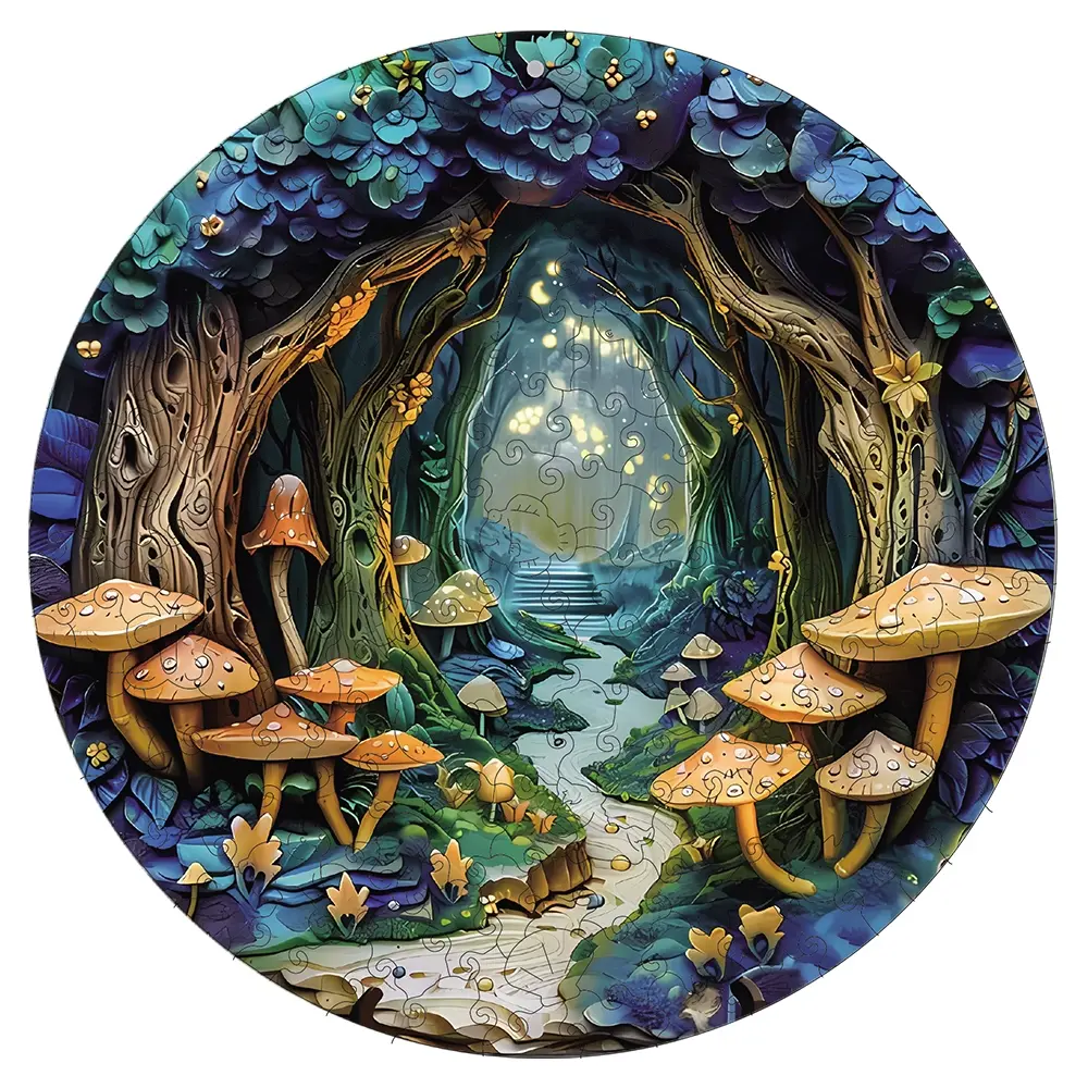 Forest Mushroom Path Wooden Puzzle, High Difficulty Toy Puzzle, Adult Focus Training, Halloween Christmas Birthday Gift, Home Decor, Wooden Jigsaw Puzzle