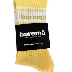 Barema Premium Pilates Grip Socks - Essentials Collection BLONDE  - Yellow with White Stripes for Barre Reformer Mat Exercises