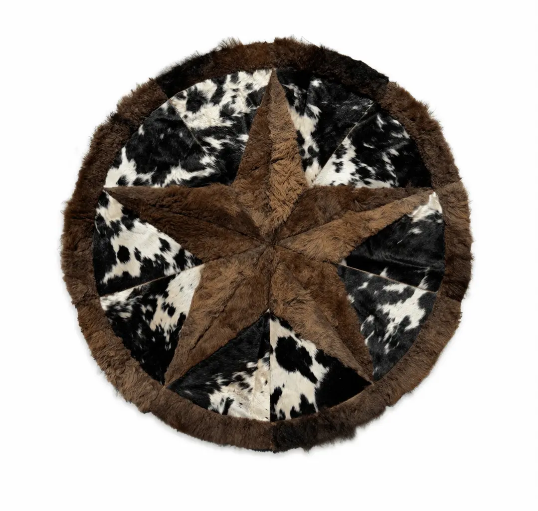 Bison Round Rug | Hair-On with Cowhide  – 5’Pick and Get