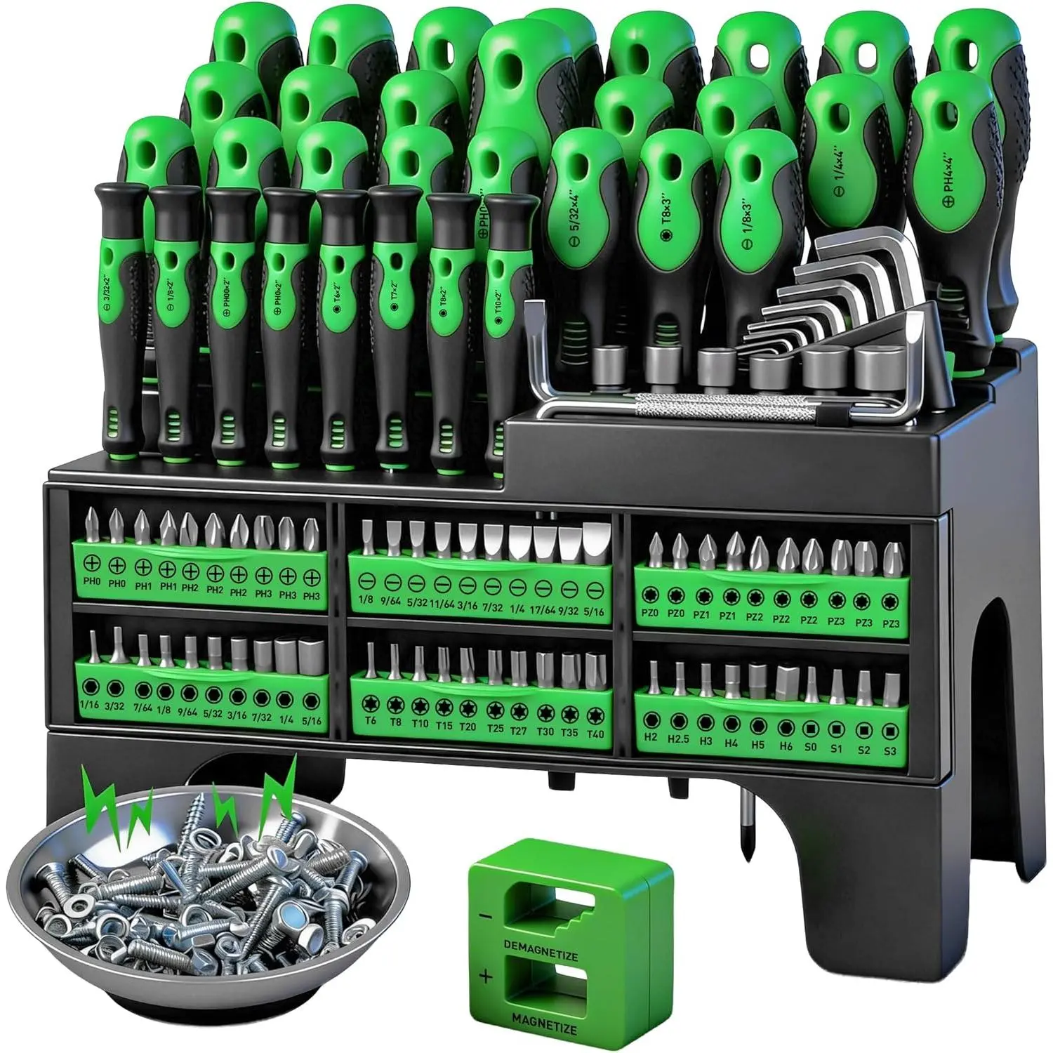 118-   Set with Plastic Racking, Precision Screwdrivers, Magnetizer, Demagnetizer, Nut Drivers, Ratchet Handles, Allen , Sockets &  - DIY  &  for Men