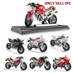 Realistic Model 1:18 Alloy Motorcycle Figurine with Base, Multiple Styles Available, Perfect Gift, Random Color Accessories