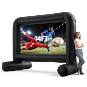 Inflatable Movie Screen 14 Ft Outdoor Projection Screen With Portable Storage Bag Front And Rear Projection Quick Setup Easy Inflate Blow Up Screen For Backyard Movie Nights Outdoor Theme Parties Family Gatherings Camping