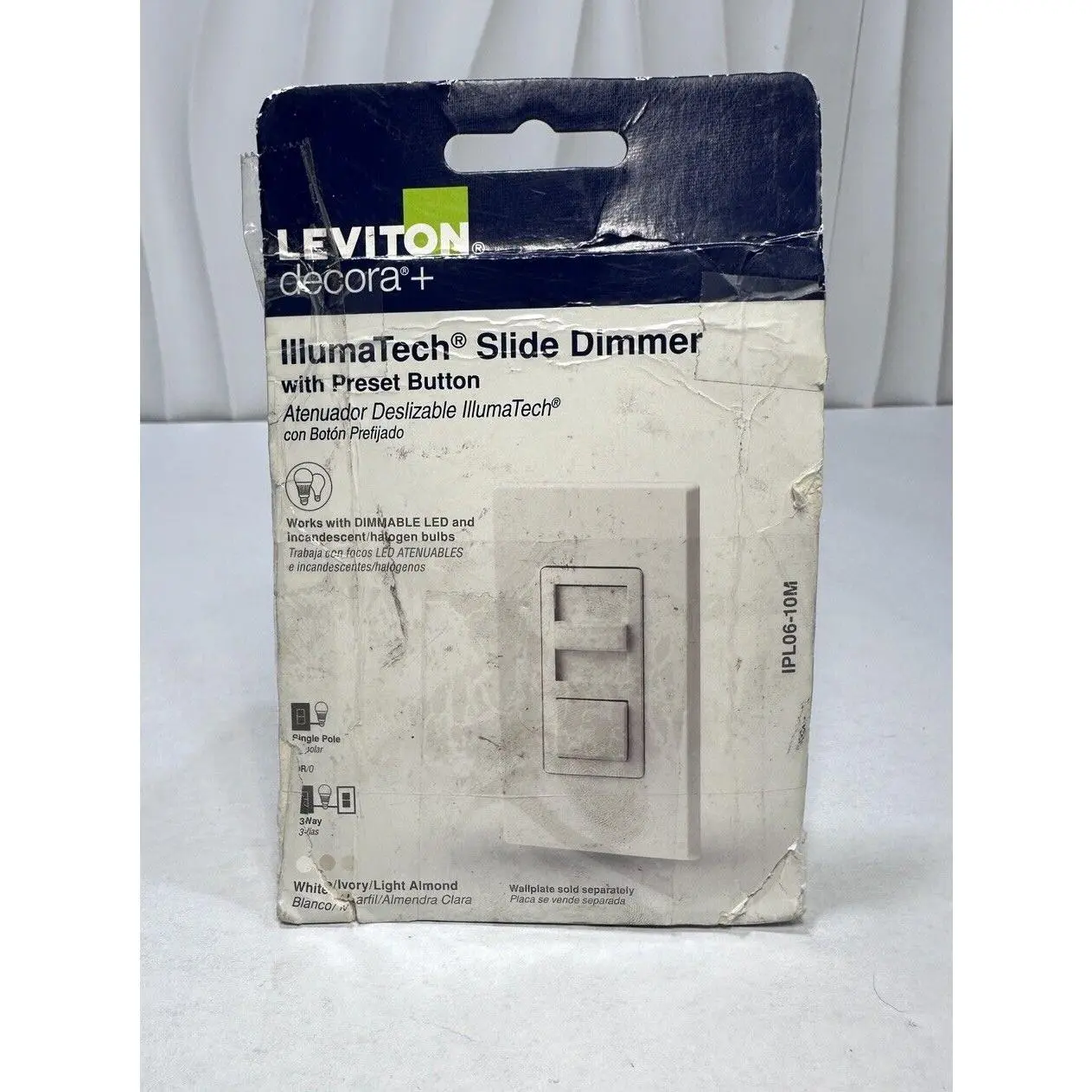 Leviton IPL06-10M IllumaTech Slide Dimmer in White, Ivory, or Light Almond