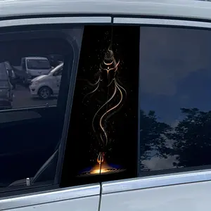 2Pcs/Set Mysterious Indian Deity Car B-Pillar Decals, Black Gold Religious Style Vehicle Stickers, Creative Car Exterior Modification Decor