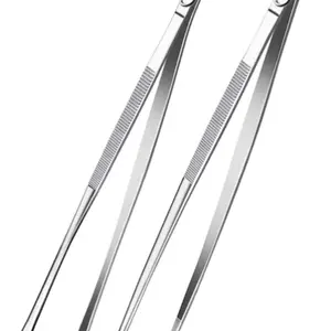 Jetkong 2-Piece 12-Inch Kitchen Tweezers Set, Fine Tip Stainless Steel Cooking Tweezers, Silver Color, Durable & Heat Resistant, Kitchenware