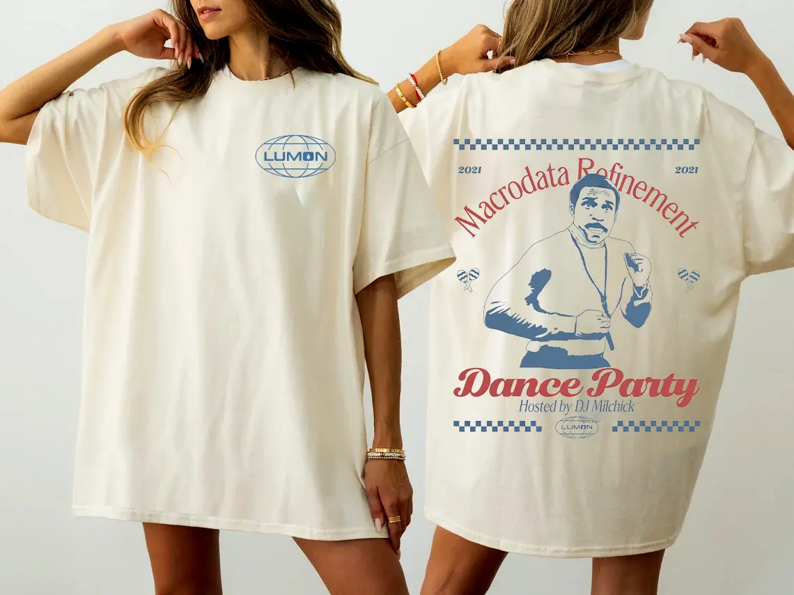 Macrodata Refinement Team Graphic Tee, Funny Retro Lumon Dance Party T-Shirt, TV Show Inspired Merch to Buy with Your Severance Pay