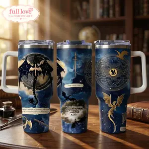 Fourth Wing 20oz-40oz With Handle, Basgiath War College Tumbler, Dragon Fantasy Insulated, Double Wall Insulated, Stainless Steel Vacuum Insulated Cup, Gift for Fan, Eco-Friendly
