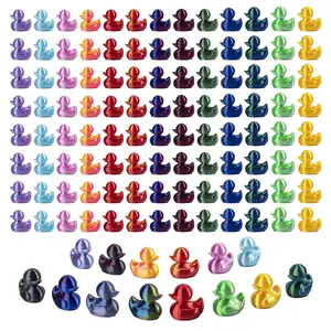 3D Printed 20pcs Mini Ducks Figurines, Cute Collectible Figurines, Shiny Gradient Color, DIY Toy Anime Themed, Plastic Bulk Tiny Ducking Ornaments