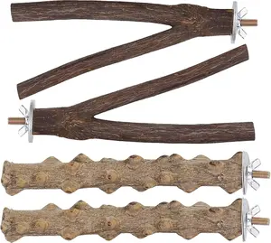 4 count Bird Perches Parrot Stand   Perch Parakeet Toys Bird Cage Accessories for Conure Supplies Budgie Platform