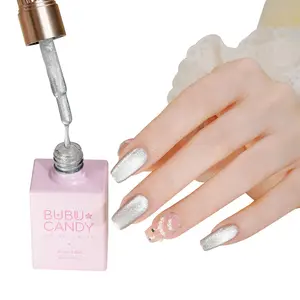 BUBUCANDY 3-IN-1 Cat Eye Gel Nail Polish 15Ml Flash Silver Cat Magnet Holographic Reflective Non-Toxic Vegan TPO Free Manicure Gift Christmas Quick Dry Advantage DIY nail art for holiday gifting
