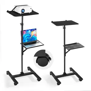 【Summervibes】VEVOR Projector Stand, 2 Shelves Laptop Floor Stand, Projector Stands Table with Adjustable Height 33.86 to 53.54 inch, I-Beam Frame Projectors Stands Tripod for Meetings, Outdoor Movies, Video Stand