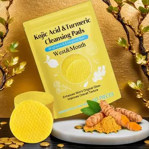 120pcs Turmeric Cleansing Pads, 1/2 Counts Gentle Exfoliating Makeup Remover Facial Pads, Deep Cleansing Facial Pads, Facial Skin Care Product for Women & Men