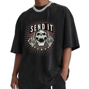 Send it skull middle finger skeleto T-Shirt, Skeleton Shaka Hand Patch Graphic Tee, No Victory Without Sacrifice Quote Shirt, Military Mindset Motivation Streetwear, Gift for Veterans, Gym Guys & Tactical Fans