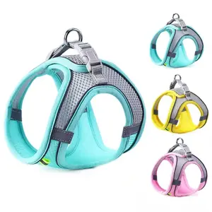 1 Set Reflective Breathable Dog Harness Leash Set, Adjustable Soft Vest Chest Strap Pet Harness for Small Medium Dogs Cats Outdoor Walking