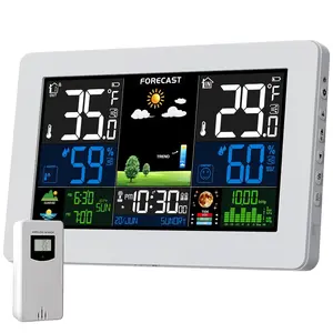 Wireless Weather Station Indoor Outdoor Digital Thermometer with Remote Sensor Large Display Home Weather Station with Weather Forecast Atomic Clock Barometric Pressure Moon Phase