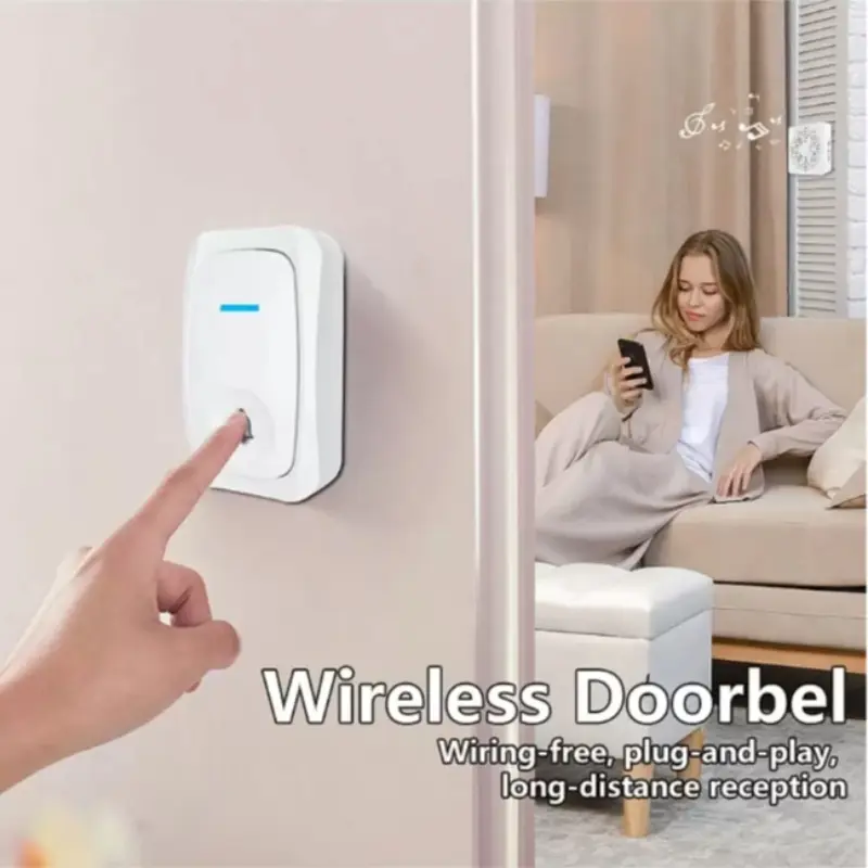 Smart Wireless Doorbell, Plug and Play Doorbell with Remote Control, Portable & Easy To Install Home Security Doorbell, Security Systems for House