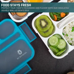 BusyOgre Bento Lunchbox 1000ml 6 Compartments Bento Lunchbox 2 in 1 - Tableware Tableware