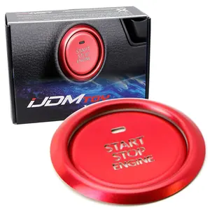 iJDMTOY 2pc Set Sports Red Aluminum Keyless Engine Push Start Button & Surrounding Decoration Ring For 2019-up Mazda 3 w/Push Start Engine Feature
