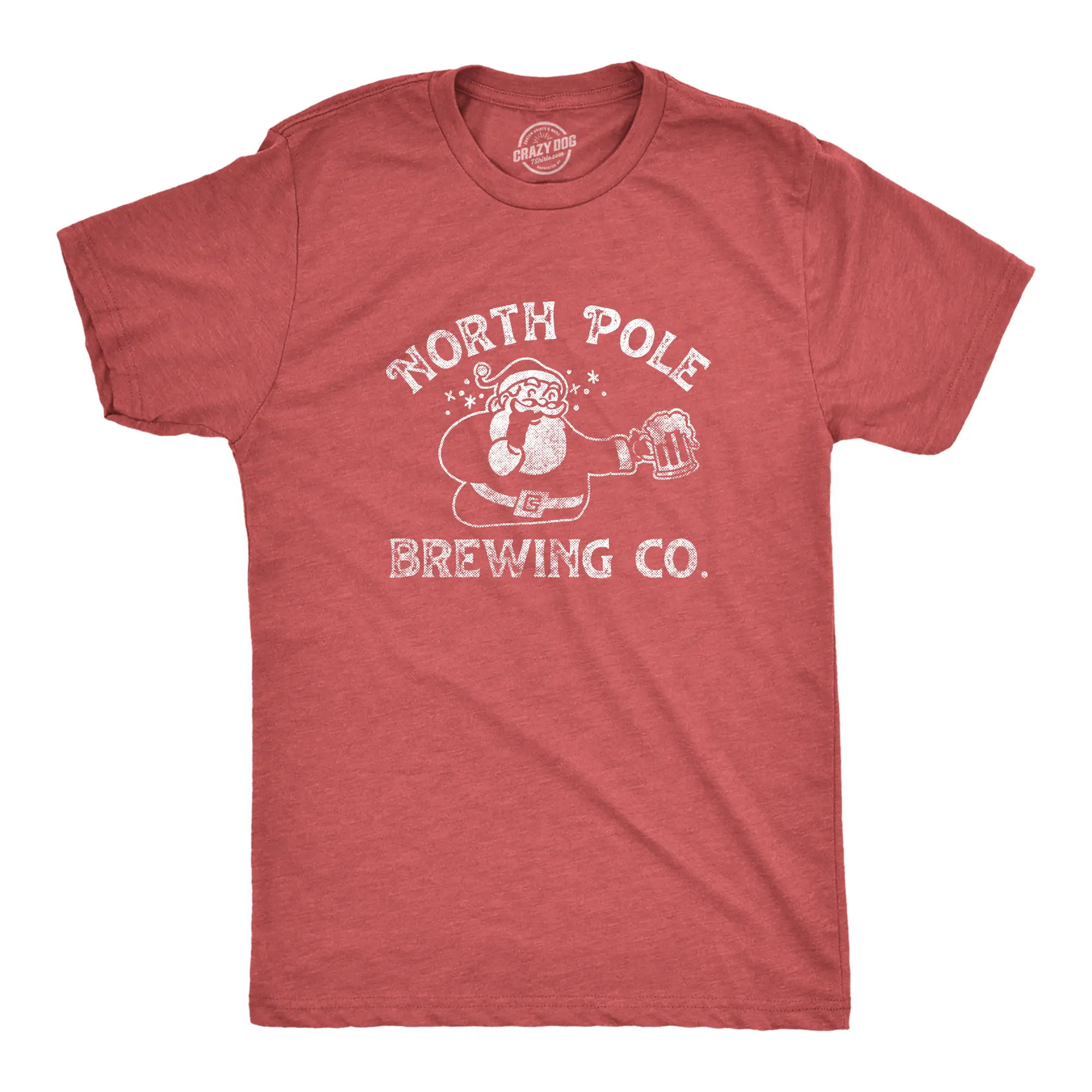 Mens North Pole Brewing Co T Shirt Funny Xmas Beer Company Santa Drinking Tee for Guys Mens Funny T Shirts Cool Vintage Fashion T-Shirt Gift Classic Menswear Christmas Apparel for Men Funny Beer Short Sleeve Red -